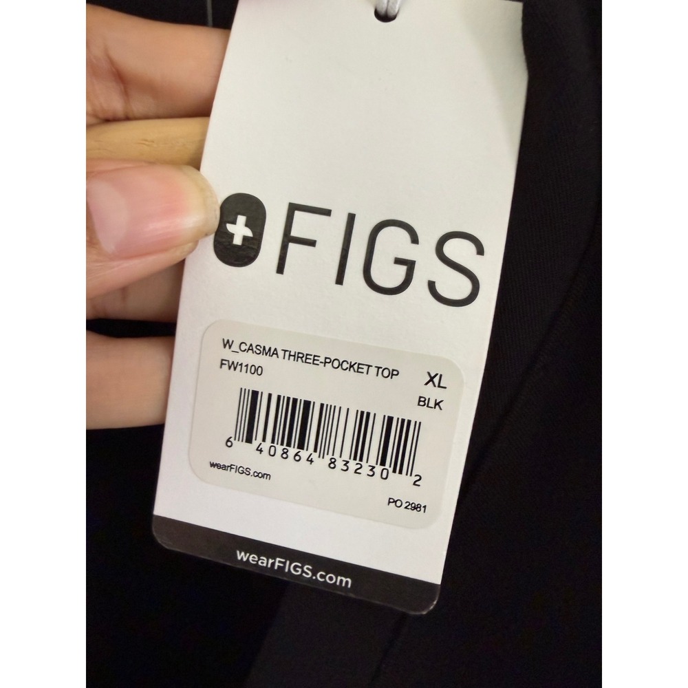 Figs Scrubs Black New Casma Top XL Preowned Zamora Pants Size Large - Picture 9 of 10